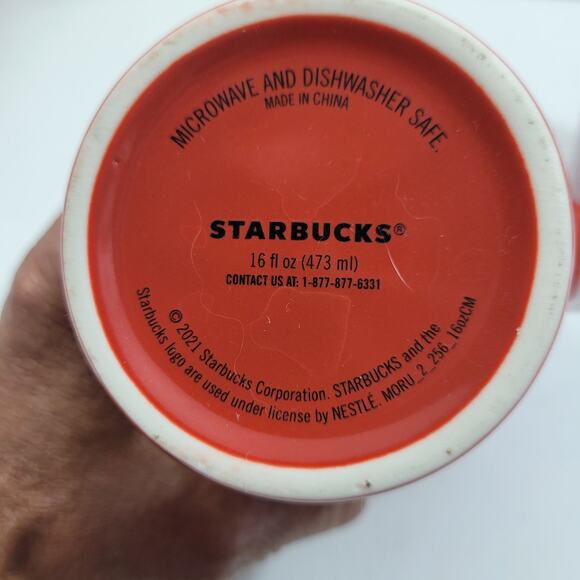 Star Bucks Red & Pink Heart 16oz 2021 Coffee Mugs 6124-M1 - Picture 2 of 3